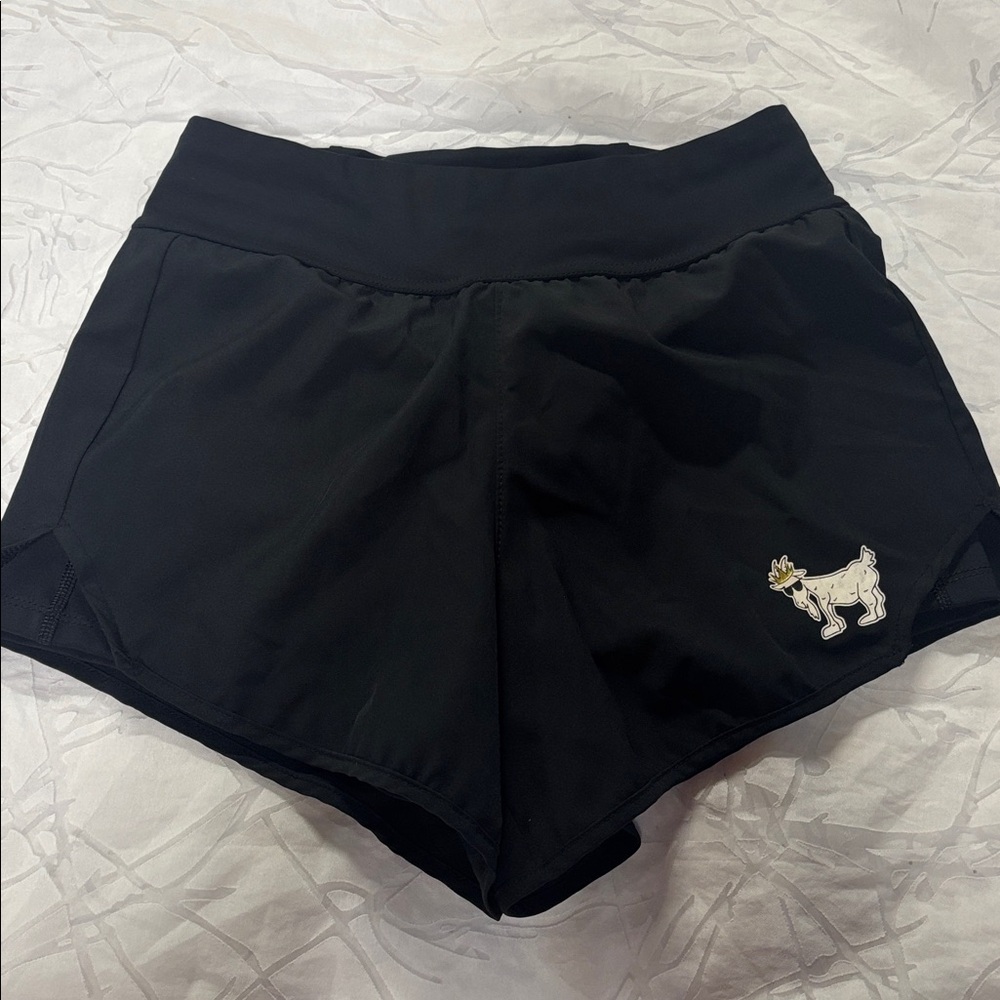 Kids Black Shorts with Embroidered Logo GOAT